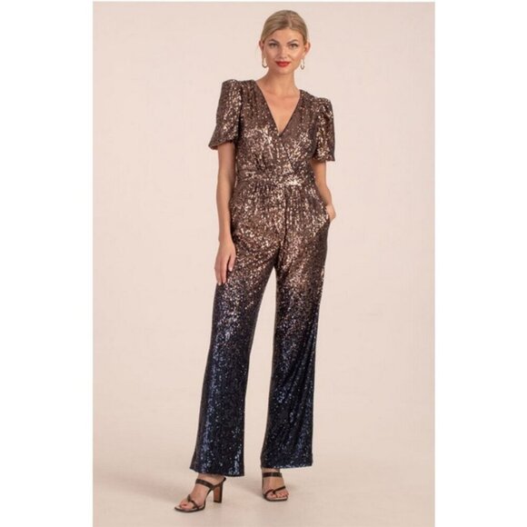 💕TRINA TURK💕 Asandra Jumpsuit Supernova Sequin Moonstone Midnight Ombre 2 NWT - Picture 2 of 16